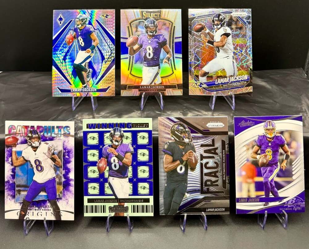 Lamar Jackson Baltimore Ravens Football 7 Card Lot Panini Holo Silver Prizm NFL